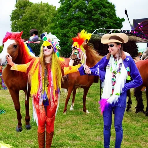 Image similar to horses dressed in festival clothes at a festival