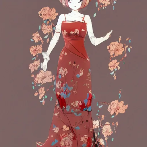 Prompt: concept art for a middle - aged chinese teacher with permed hear and a floral dress, by dustin nguyen, akihiko yoshida, greg tocchini, trending on artstation, 8 k