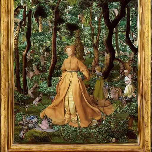 Image similar to a beautiful forest made of ivory and gold, highly intricate, digital art, very detailed, in the style of pontormo