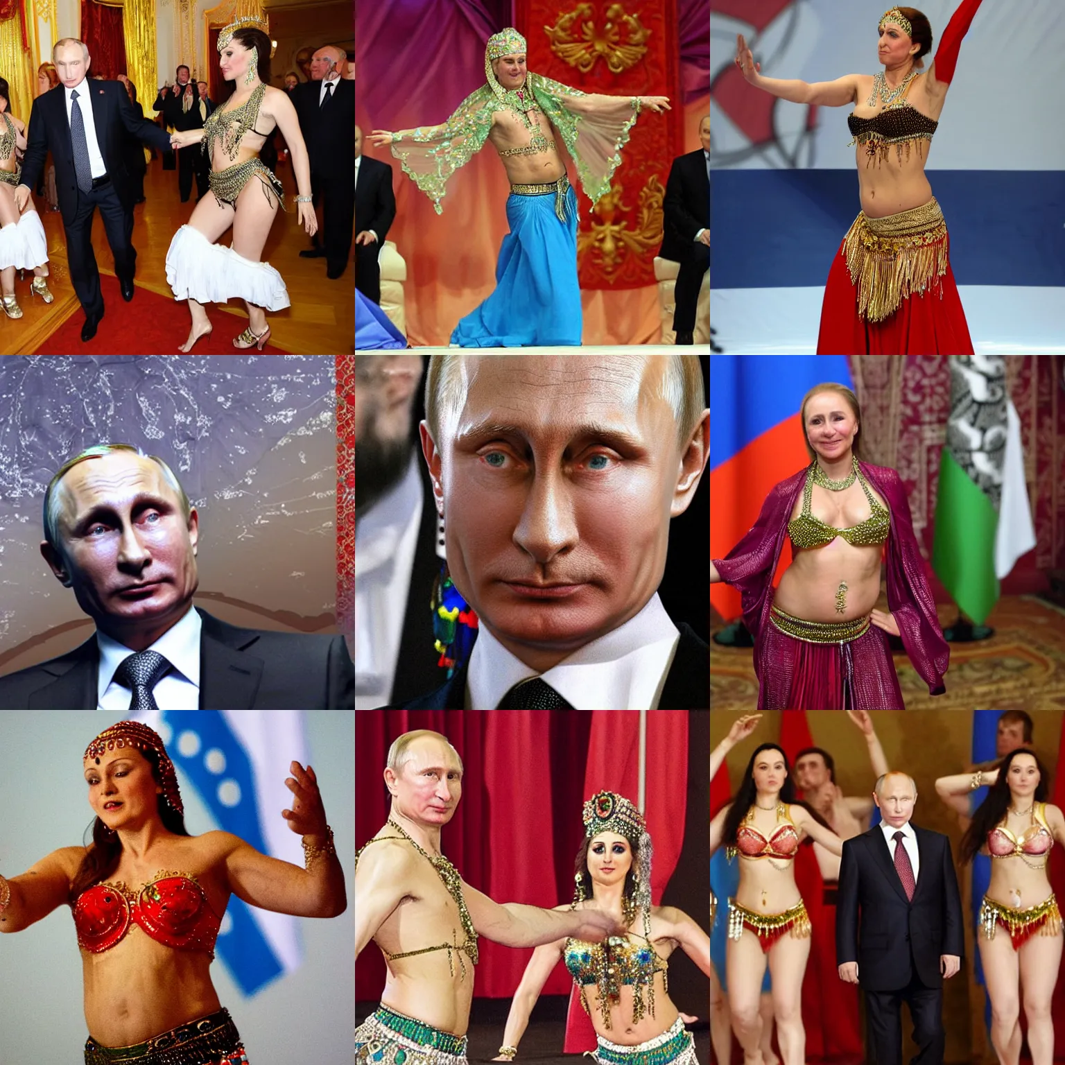 Image similar to russian president putin as a belly dancer