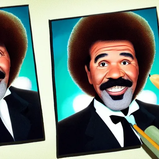 Image similar to steve harvey as bob ross