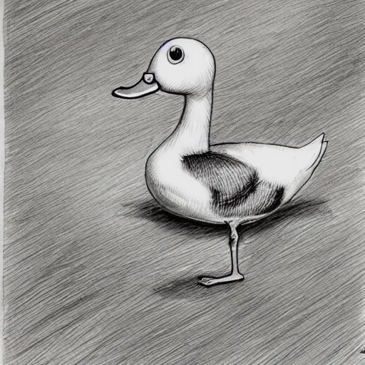 Prompt: cute duck detailed micron drawing by stephen gammell