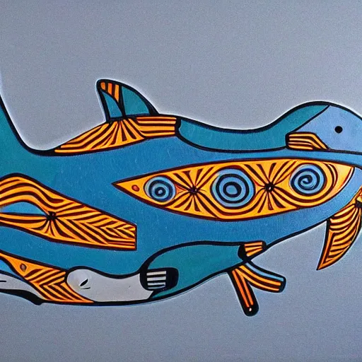 Prompt: whale in style of haida gwaii, pacific northwest coast, native american art, clean