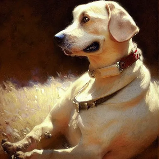 Image similar to pun dog meme, painting by gaston bussiere, craig mullins, j. c. leyendecker