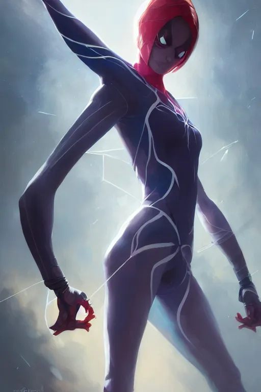 Image similar to elegant spider gwen aeon flux profile picture by greg rutkowski, dynamic pose, intricate, futuristic, fantasy, elegant, by stanley artgerm lau, greg rutkowski, thomas kindkade, alphonse mucha, loish, thierry mugler, norman rockwell,