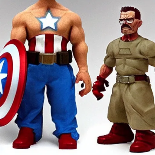 Image similar to walter white with captain america body