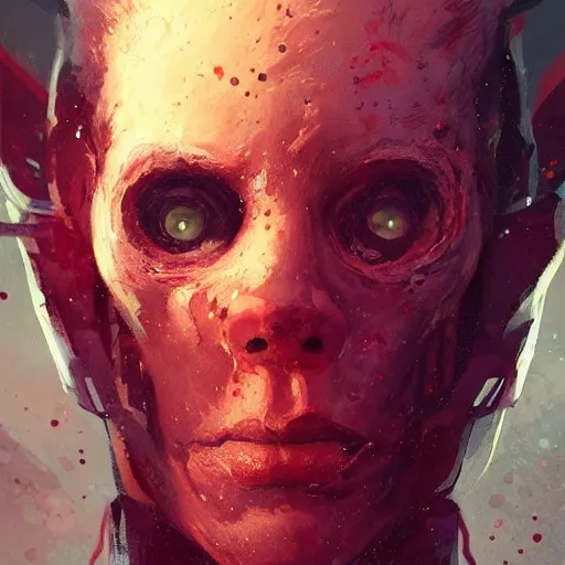 Image similar to scifi portrait by Greg Rutkowski, a person infected with a kind of reddish silt that is sprouting from all over his body, violent and vicious appearance, scifi, space horror, digital painting, artstation, concept art, smooth, sharp foccus ilustration, Artstation HQ.