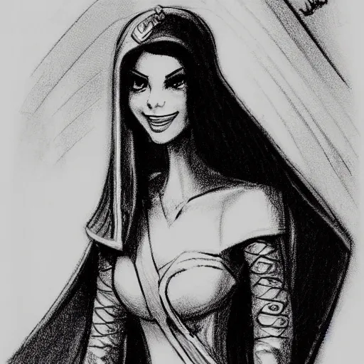 Image similar to milt kahl sketch of victoria justice as princess padme from star wars episode 3