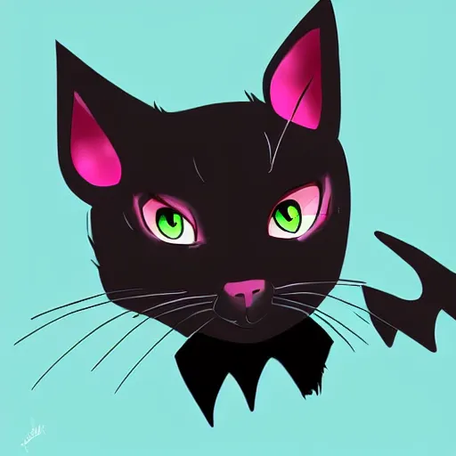 Image similar to digital art of a black cat fursona, furry fandom