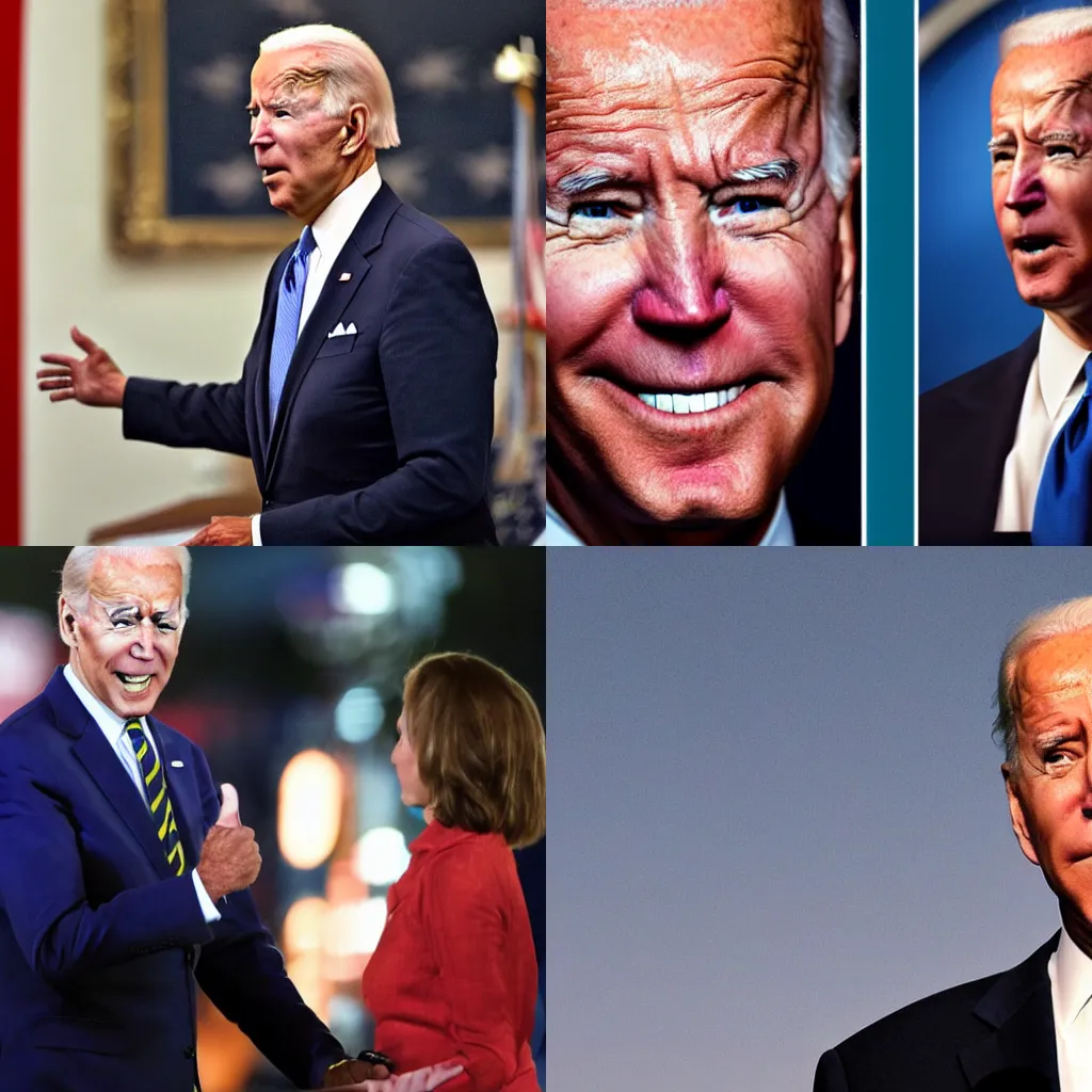 Prompt: Joe Biden with glowing red eyes