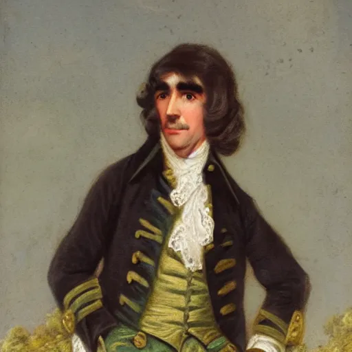 Prompt: regency era painting of a young george harrison in the style of thomas gainsborough - n 9