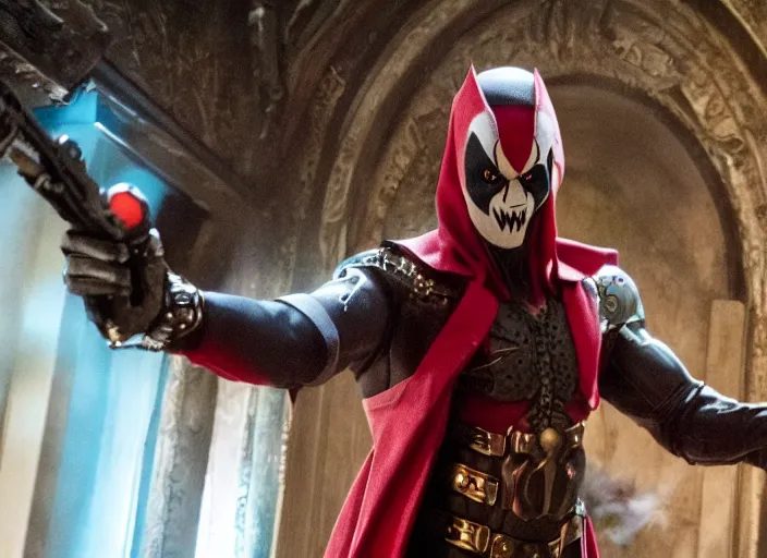 Image similar to film still of jamie foxx as spawn in the new spawn movie, 8 k