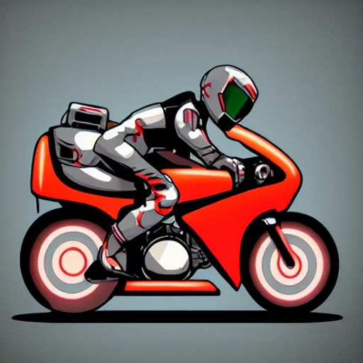 Image similar to akira style character on motorcycle, concept