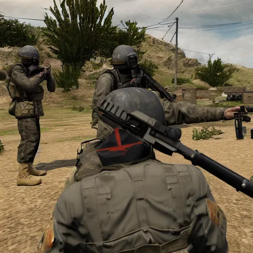 Image similar to arma 3 screenshot, us marine platoon