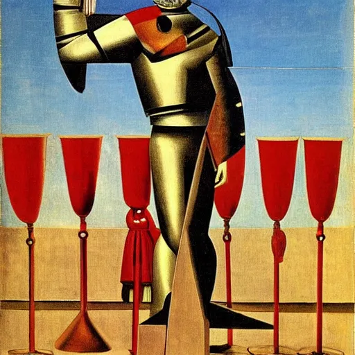 Prompt: Artwork by Giorgio de Chirico of The Sanguinary Grail.