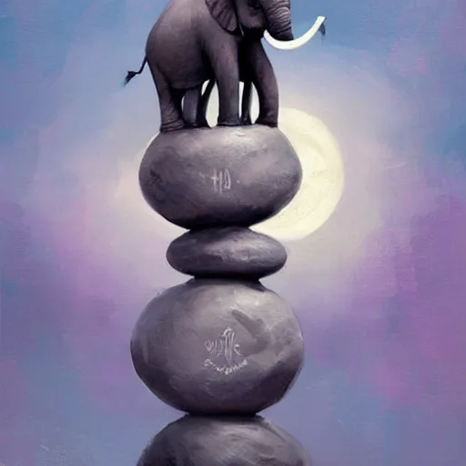 Image similar to a balancing elephant, artwork by charlie bowater