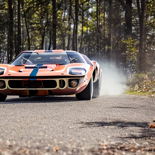 Image similar to a 1 9 6 6 ford gt 4 0 mixed with a trophy truck, professional photography, wide - angle