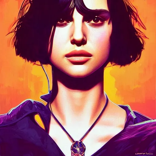 Prompt: the 13 year old Natalie Portman from Leon the professional, fantasy, portrait, sharp focus, intricate, elegant, digital painting, artstation, matte, highly detailed, concept art, illustration, ambient lighting, art by ilya kuvshinov, artgerm, Alphonse mucha, and Greg Rutkowski