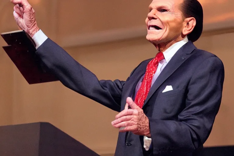 Prompt: kenneth copeland transforming into satin leaked photo, ultra realistic