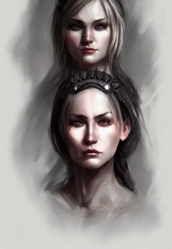 Prompt: high dark fantasy female character portrait realistic concept art by