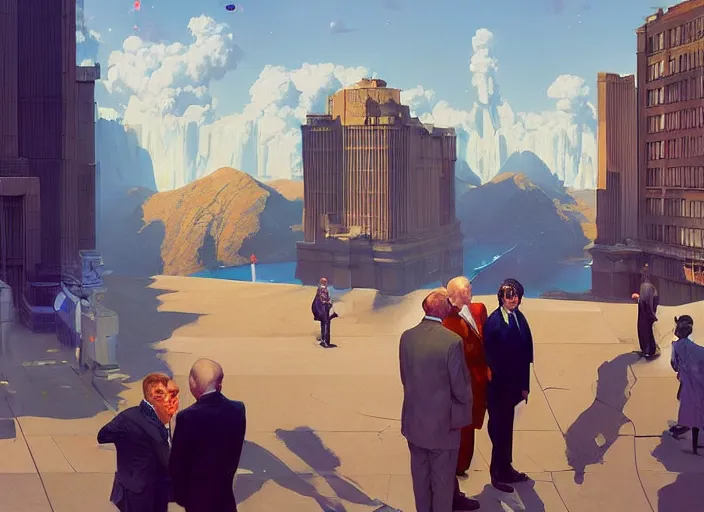 Image similar to modern world leaders watching their people kill each other Mandelbrot fractal by Craig Mullins, ilya kuvshinov, krenz cushart, artgerm trending on artstation by Edward Hopper and Dan Mumford and WLOP and Rutkovsky, Unreal Engine 5, Lumen, Nanite