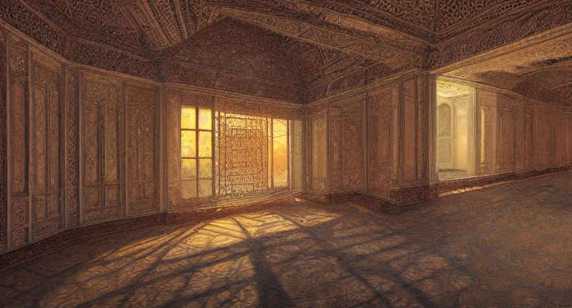 Prompt: emptiness. art by salman toor. global illumination, radiant light, detailed and intricate environment, atmospheric light, cinematic, saatchi art