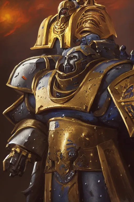 Image similar to armor portrait heros warhammer 4 0 k horus heresy fanart - the primarchs emperor by johannes helgeson animated with vfx concept artist & illustrator global illumination ray tracing hdr fanart arstation zbrush central hardmesh 8 k octane renderer comics stylized