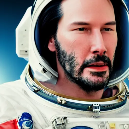 Prompt: real vintage photo, an astronaut meeting keanu reeves, detailed, hyper realistic, 4 k octan render, unreal 5