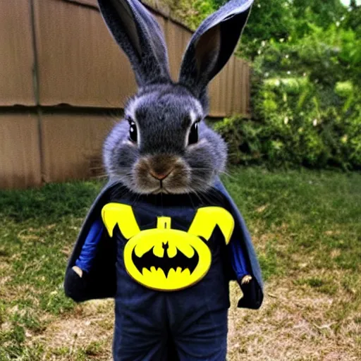Prompt: rabbit dressed as batman