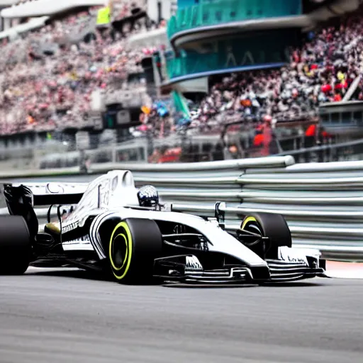 Image similar to an futuristic formula one speeding on the monaco grand prix, photography