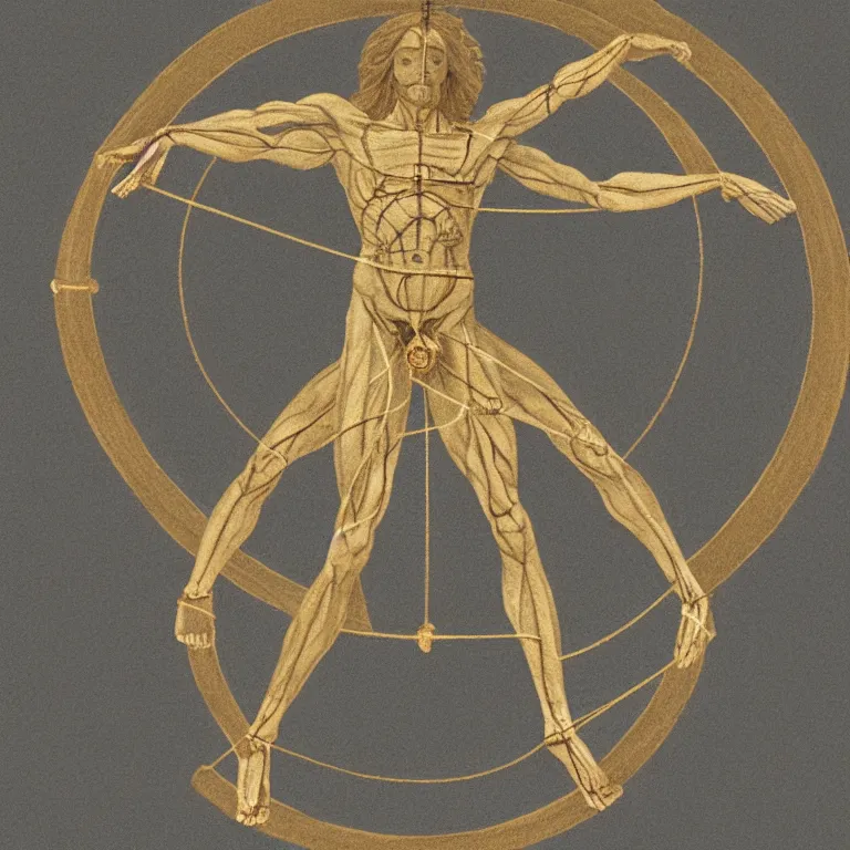 Image similar to Vitruvian Man in real life doing cartwheels, 8k resolution, ultrarealistic