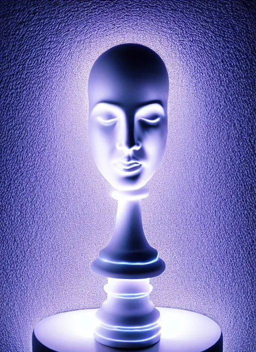 Prompt: queen chess piece photo, beautiful veil of led point lights, pearlescent skin, skin made of led point lights, very detailed, highly detailed background, reflective chessboard, photorealism, sharp focus, photorealism,sculpture , isometric view, soft diffuse autumn lights, some sunlight ray, dark room wall, canon 5D 50 mm lens