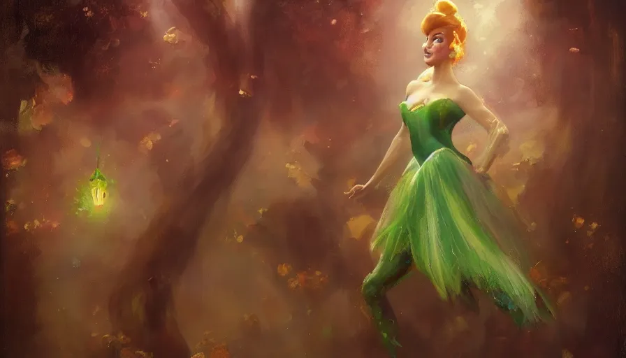 Prompt: A beautiful painting of tim curry as tinker bell by greg rutkowski and Kalin Popov , Trending on artstation HD.