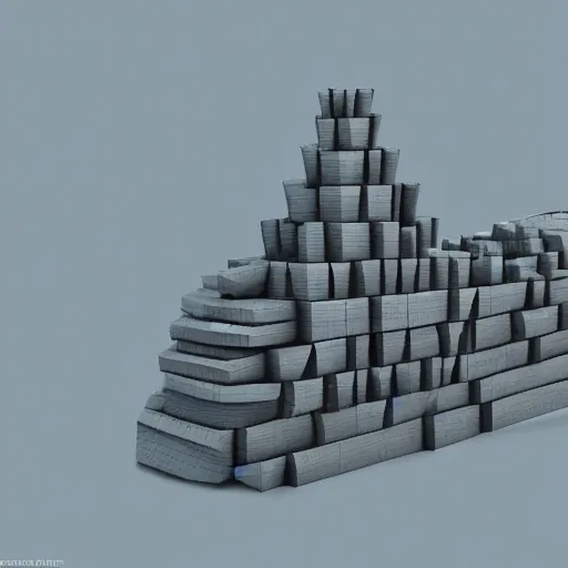 Prompt: ship of theseus made of blocks, 3 d render, artstation