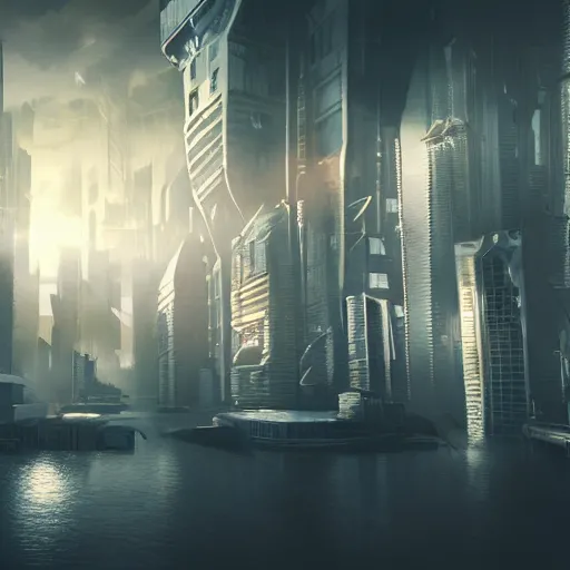 Image similar to a floating cyberpunk city in the clouds, dramatic lighting, photorealistic