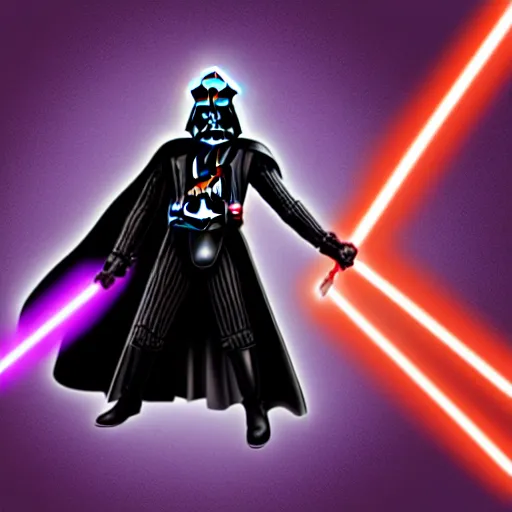 Image similar to darth vader with white armor and a purple lightsaber