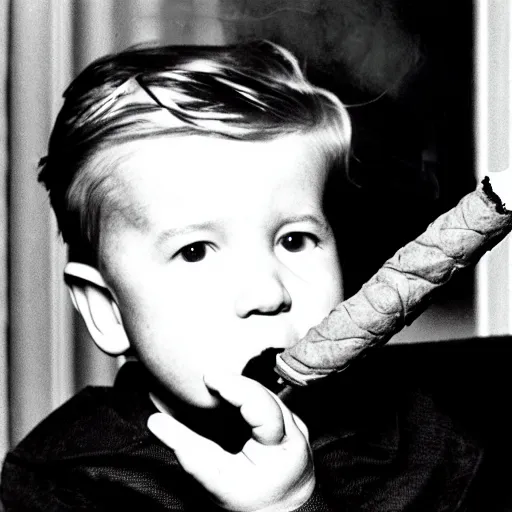 Prompt: david lynch as a baby smoking a cigar h 6 4 0