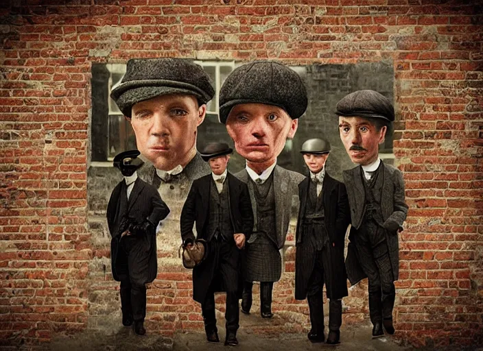 Prompt: peaky blinders crew made out of shrimp, poster, matte painting, 3 - d highly detailed, in the style of mark ryden,