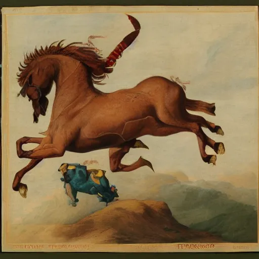 Image similar to horse trampling griffin