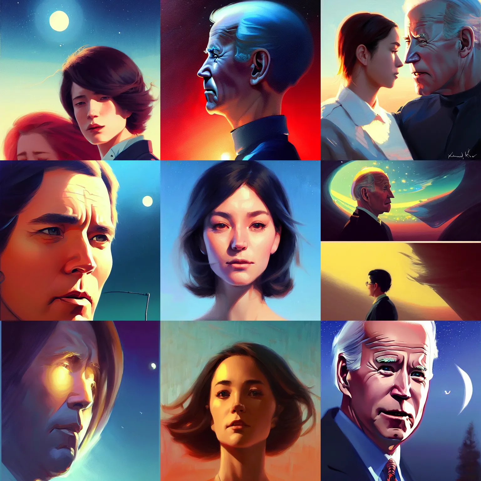 Prompt: curvature of space - time in the wind, fine details joe biden. night setting. realistic shaded lighting poster by ilya kuvshinov katsuhiro, magali villeneuve, artgerm, jeremy lipkin and michael garmash, rob rey and kentaro miura style, trending on art station