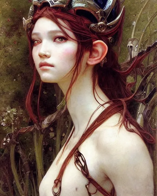 Image similar to a beautiful elf princess by Edgar Maxence and Ross Tran and Michael Whelan Jules Bastien-Lepage and BROM