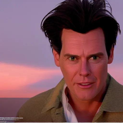 Image similar to hyperrealistic film still of ace ventura in the truman show set in space, stunning 3 d render, inspired by istvan sandorfi & greg rutkowski & unreal engine, perfect facial symmetry, dim volumetric cinematic lighting, 8 k octane comprehensive render, extremely hyper - detailed, incredibly lifelike attributes, intricate, real flesh texture, masterpiece, artstation, stunning,