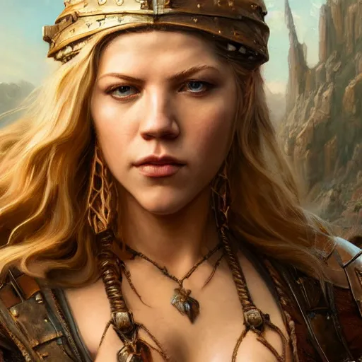 Prompt: a portrait of katheryn winnick as a barbarian, detailed, centered, digital painting, artstation, concept art, donato giancola, Joseph Christian Leyendecker, WLOP, Boris Vallejo, Breathtaking, 8k resolution, extremely detailed, beautiful, establishing shot, artistic, hyperrealistic, beautiful face, octane render