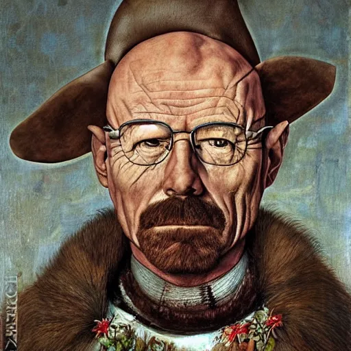 Image similar to giuseppe arcimboldo, walter white, new scifi movie, film still, seeds, legumes