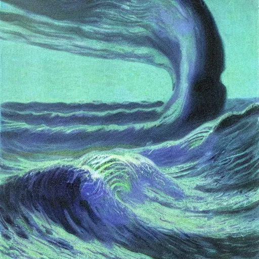 Prompt: water wave flow!! alien!!! by karel thole and claude monet, oil on canvas