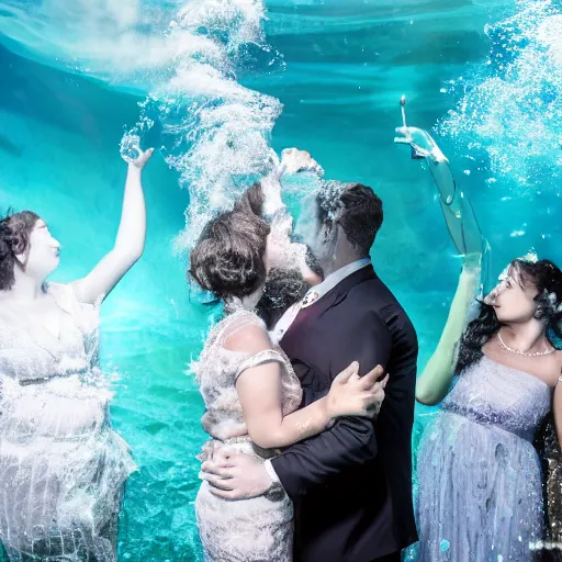 Prompt: underwater smoke formal party studio photo