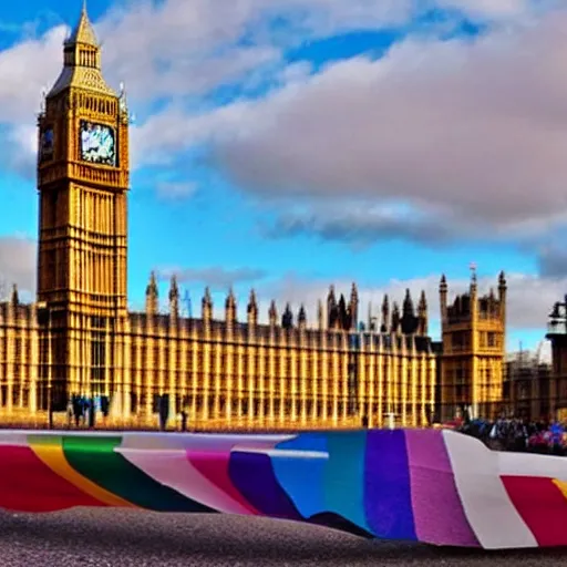 Image similar to Westminster palace painted the colours of the rainbow