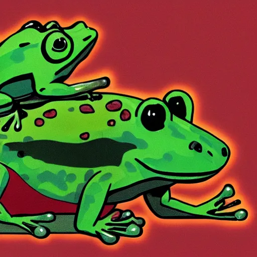 Prompt: a frog riding on a pig in a nuclear wasteland