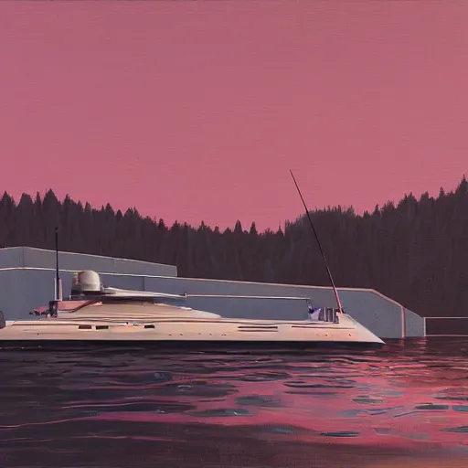 Image similar to yachting club by simon stalenhag