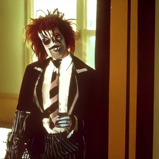 Prompt: brad pitt as beetlejuice, movie still